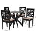 Baxton Studio Lena Modern Beige Fabric and Dark Brown Finished Wood 5-Piece Dining Set - BSOLena-Sand/Dark Brown-5PC Dining Set