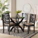 Baxton Studio Lena Modern Beige Fabric and Dark Brown Finished Wood 5-Piece Dining Set - BSOLena-Sand/Dark Brown-5PC Dining Set
