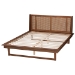 Baxton Studio Aveena Mid-Century Modern Walnut Brown Finished Wood Queen Size Platform Bed - BSOMG0004-3-Ash Walnut/Rattan-Queen