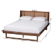 Baxton Studio Aveena Mid-Century Modern Walnut Brown Finished Wood Queen Size Platform Bed - BSOMG0004-3-Ash Walnut/Rattan-Queen