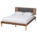 Baxton Studio Eliseo Mid-Century Modern Dark Grey Fabric and Walnut Brown Finished Wood Full Size Platform Bed