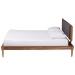 Baxton Studio Eliseo Mid-Century Modern Dark Grey Fabric and Walnut Brown Finished Wood Full Size Platform Bed - BSOMG0005-Rattan-Full