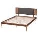 Baxton Studio Eliseo Mid-Century Modern Dark Grey Fabric and Walnut Brown Finished Wood Full Size Platform Bed - BSOMG0005-Rattan-Full