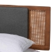 Baxton Studio Eliseo Mid-Century Modern Dark Grey Fabric and Walnut Brown Finished Wood Full Size Platform Bed - BSOMG0005-Rattan-Full