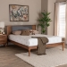 Baxton Studio Eliseo Mid-Century Modern Dark Grey Fabric and Walnut Brown Finished Wood Full Size Platform Bed - BSOMG0005-Rattan-Full
