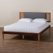 Baxton Studio Eliseo Mid-Century Modern Dark Grey Fabric and Walnut Brown Finished Wood Full Size Platform Bed - BSOMG0005-Rattan-Full