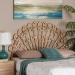 bali & pari Rasima Modern Bohemian Natural Brown Rattan Queen Size Standalone Headboard - BSOWS038-Rattan-Natural-HB-Queen