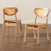 Baxton Studio Nenet Mid-Century Modern Oak Brown Finished Wood and Rattan 2-Piece Dining Chair Set - BSORH256C-Natural Rattan/Natural Flat Seat-DC-2PK