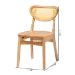Baxton Studio Nenet Mid-Century Modern Oak Brown Finished Wood and Rattan 2-Piece Dining Chair Set - BSORH256C-Natural Rattan/Natural Flat Seat-DC-2PK