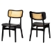 Baxton Studio Tafari Mid-Century Modern Dark Brown Finished Wood and Rattan 2-Piece Dining Chair Set