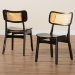 Baxton Studio Tafari Mid-Century Modern Dark Brown Finished Wood and Rattan 2-Piece Dining Chair Set - BSORH254C-Natural Rattan/Dark Brown Bent Seat-DC-2PK
