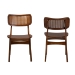 Baxton Studio Tafari Mid-Century Modern Walnut Brown Finished Wood and Rattan 2-Piece Dining Chair Set - BSORH254C-Walnut Rattan/Walnut Bent Seat-DC-2PK