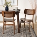 Baxton Studio Tafari Mid-Century Modern Walnut Brown Finished Wood and Rattan 2-Piece Dining Chair Set - BSORH254C-Walnut Rattan/Walnut Bent Seat-DC-2PK