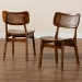 Baxton Studio Tafari Mid-Century Modern Walnut Brown Finished Wood and Rattan 2-Piece Dining Chair Set - BSORH254C-Walnut Rattan/Walnut Bent Seat-DC-2PK