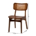 Baxton Studio Tafari Mid-Century Modern Walnut Brown Finished Wood and Rattan 2-Piece Dining Chair Set - BSORH254C-Walnut Rattan/Walnut Bent Seat-DC-2PK
