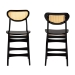 Baxton Studio Hesper Mid-Century Modern Dark Brown Finished Wood and Rattan 2-Piece Counter Stool Set - BSORH253P-Natural Rattan/Dark Brown Bent Seat-PC-2PK