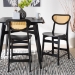Baxton Studio Hesper Mid-Century Modern Dark Brown Finished Wood and Rattan 2-Piece Counter Stool Set - BSORH253P-Natural Rattan/Dark Brown Bent Seat-PC-2PK