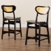 Baxton Studio Hesper Mid-Century Modern Dark Brown Finished Wood and Rattan 2-Piece Counter Stool Set - BSORH253P-Natural Rattan/Dark Brown Bent Seat-PC-2PK