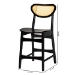 Baxton Studio Hesper Mid-Century Modern Dark Brown Finished Wood and Rattan 2-Piece Counter Stool Set - BSORH253P-Natural Rattan/Dark Brown Bent Seat-PC-2PK