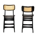 Baxton Studio Tafari Mid-Century Modern Dark Brown Finished Wood and Rattan 2-Piece Counter Stool Set - BSORH254P-Natural Rattan/Dark Brown Bent Seat-PC-2PK
