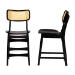 Baxton Studio Tafari Mid-Century Modern Dark Brown Finished Wood and Rattan 2-Piece Counter Stool Set - BSORH254P-Natural Rattan/Dark Brown Bent Seat-PC-2PK
