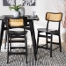 Baxton Studio Tafari Mid-Century Modern Dark Brown Finished Wood and Rattan 2-Piece Counter Stool Set - BSORH254P-Natural Rattan/Dark Brown Bent Seat-PC-2PK