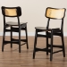 Baxton Studio Tafari Mid-Century Modern Dark Brown Finished Wood and Rattan 2-Piece Counter Stool Set - BSORH254P-Natural Rattan/Dark Brown Bent Seat-PC-2PK