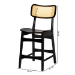 Baxton Studio Tafari Mid-Century Modern Dark Brown Finished Wood and Rattan 2-Piece Counter Stool Set - BSORH254P-Natural Rattan/Dark Brown Bent Seat-PC-2PK