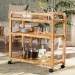 bali & pari Delphine Modern Bohemian Natural Rattan Kitchen Cart - BSODCWH10013-Maia-Natural Rattan-Cart