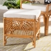 bali & pari Materra Modern bohemian Natural Brown Rattan Footstool - BSOMaterra-Light Honey Ratttan-Stool