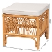 bali & pari Materra Modern bohemian Natural Brown Rattan Footstool - BSOMaterra-Light Honey Ratttan-Stool