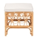bali & pari Ibiza Modern bohemian Natural Brown Rattan Footstool - BSOIbiza-Light Honey Rattan-Stool