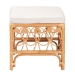 bali & pari Ibiza Modern bohemian Natural Brown Rattan Footstool - BSOIbiza-Light Honey Rattan-Stool