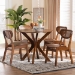 Baxton Studio Giuliana Mid-Century Modern Walnut Brown Finished Wood and Woven Rattan 5-Piece Dining Set - BSORH253C-Walnut Rattan-Round-5PC Dining Set