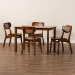 Baxton Studio Jeriah Mid-Century Modern Walnut Brown Finished Wood and Woven Rattan 5-Piece Dining Set - BSORH253C-Walnut Rattan-Rectangle-5PC Dining Set