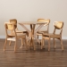 Baxton Studio Donato Mid-Century Modern Oak Brown Finished Wood and Rattan 5-Piece Dining Set - BSORH256C-Natural Rattan-Round-5PC Dining Set