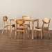 Baxton Studio Haviland Mid-Century Modern Oak Brown Finished Wood and Rattan 5-Piece Dining Set - BSORH256C-Natural Rattan-Rectangle-5PC Dining Set