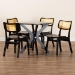 Baxton Studio Linnet Mid-Century Modern Dark Brown Finished Wood and Rattan 5-Piece Dining Set - BSORH254C-Natural Rattan/DB-Round-5PC Dining Set