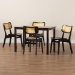 Baxton Studio Estera Mid-Century Modern Dark Brown Finished Wood and Rattan 5-Piece Dining Set - BSORH254C-Natural Rattan/DB-Rectangle-5PC Dining Set