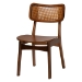 Baxton Studio Linnet Mid-Century Modern Walnut Brown Finished Wood and Rattan 5-Piece Dining Set - BSORH254C-Walnut Rattan-Round-5PC Dining Set