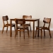 Baxton Studio Estera Mid-Century Modern Walnut Brown Finished Wood and Rattan 5-Piece Dining Set - BSORH254C-Walnut Rattan-Rectangle-5PC Dining Set