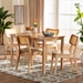 Baxton Studio Dulcet Mid-Century Modern Oak Brown Finished Wood and Rattan 5-Piece Dining Set - BSORH257C-Natural Rattan-Rectangle-5PC Dining Set