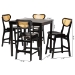 Baxton Studio Hesper Mid-Century Modern Dark Brown Finished Wood and Rattan 5-Piece Pub Set - BSORH253P-Natural Rattan/Dark Brown-5PC Pub Set