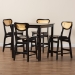 Baxton Studio Hesper Mid-Century Modern Dark Brown Finished Wood and Rattan 5-Piece Pub Set - BSORH253P-Natural Rattan/Dark Brown-5PC Pub Set