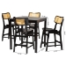 Baxton Studio Tafari Mid-Century Modern Dark Brown Finished Wood and Rattan Pub Set - BSORH254P-Natural Rattan/Dark Brown-5PC Pub Set