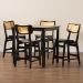Baxton Studio Tafari Mid-Century Modern Dark Brown Finished Wood and Rattan Pub Set - BSORH254P-Natural Rattan/Dark Brown-5PC Pub Set