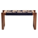 bali & pari Jerilyn Modern Bohemian Two-Tone Navy Blue and Natura Brown Seagrass and Acacia Wood Accent Bench - BSOF232-FT23-Navy Blue/Brown Triangle Pattern-Bench