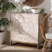 Baxton Studio Ercilia Modern Bohemian White and Rustic Brown Mother of Pearl Storage Cabinet - BSOF232-FT43-Cabinet