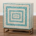 Baxton Studio Utari Modern Bohemian Two-Tone Beige and Blue Mother of Pearl and Gold Metal Storage Cabinet - BSOF232-FT85- Cabinet