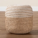 bali & pari Nequiel Modern Bohemian Natural Brown Seagrass and Woven Rope Ottoman Footstool - BSOF234-FT5-Seagrass/Cotton-Stool